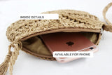 Rattan Round Shoulder Bag Mini Phone Female Handbag