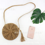 Rattan Round Shoulder Bag Mini Phone Female Handbag