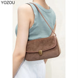 YOZOU Brown Corduroy Handbags Wallet Shoulder Bag Brandy Beach Holiday