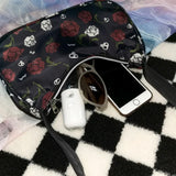 American Vintage Gothic Rose Skeleton Nylon Shoulder Bag
