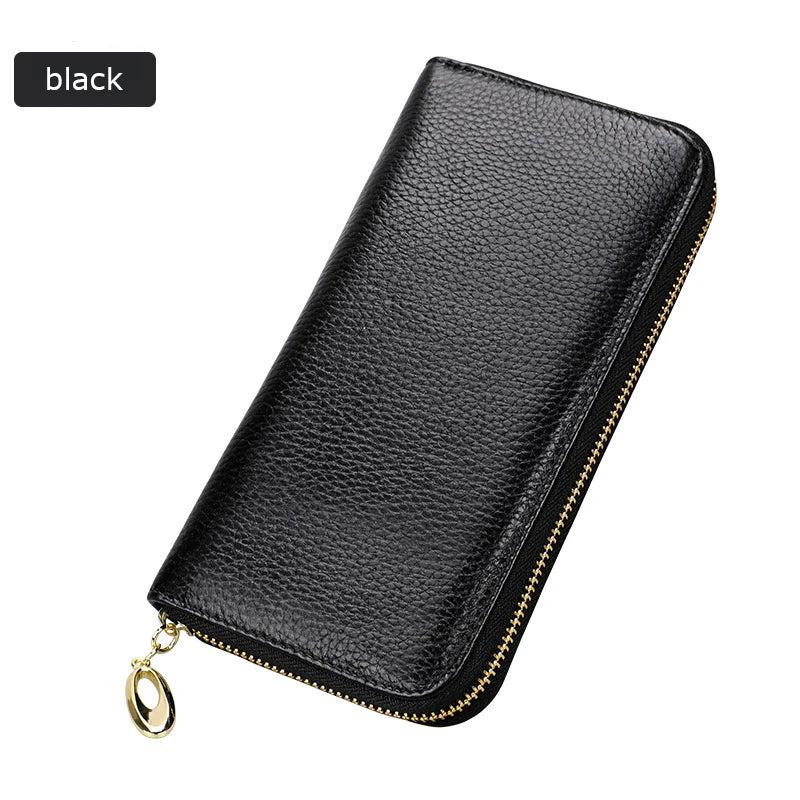 Classic Litchi Leather Women's Wallet Clutch Long Purse