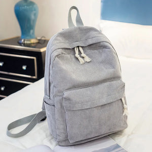 Pink Corduroy School Backpack for Teenage Girl