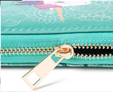 Unicorn Prints Long Purse with Wristlet Beauty Clutch Wallet