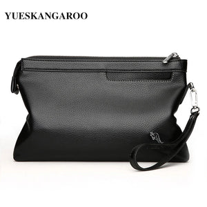 YUES Kangaroo Leather Envelope Men Clutch Bag High Capacity Purse Male Wallet