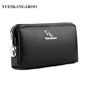 YUES KANGAROO Men's Leather Clutch Wallet Brown