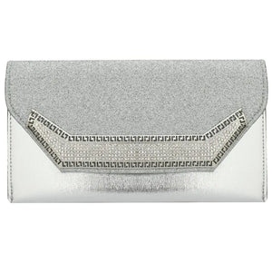 Champagne Wedding Clutch Evening Bag Silver Rhinestone Clutches
