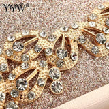 Champagne Wedding Clutch Evening Bag Silver Rhinestone Clutches