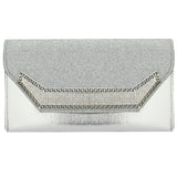 Champagne Wedding Clutch Evening Bag Silver Rhinestone Clutches