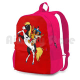 Yakari And Rainbow On Horse Red Outdoor Hiking Backpack Climbing Sports Bag