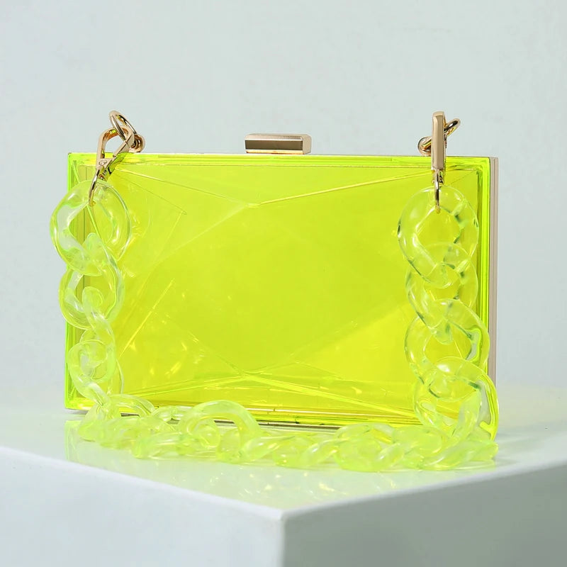 Yellow Clutch Purse Evening Bag Jelly Acrylic Transparent Handbag