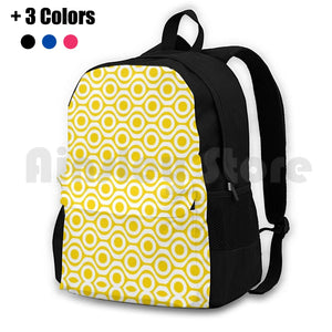Yellow Dot Retro Pattern Outdoor Hiking Backpack