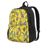 Yellow Lemon Bee Garden Backpack Men Women Handbag Zip Pockets