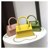 Yellow Leather Shoulder Bag Women Chain Messenger Bags Top Handle
