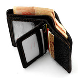 Yellow Stitch Soft Leather Wallet Men Teen Fashion Purse