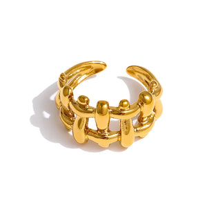 316L Stainless Steel Chain Ring 18K Plated Waterproof Jewelry