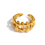 316L Stainless Steel Chain Ring 18K Plated Waterproof Jewelry