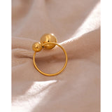 Adjustable Stainless Steel Ball Ring Golden Metal Jewelry Gift