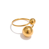 Adjustable Stainless Steel Ball Ring Golden Metal Jewelry Gift