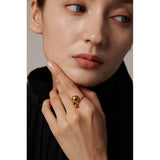 Adjustable Stainless Steel Ball Ring Golden Metal Jewelry Gift