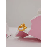 Metalic Texture 18K Plated Stainless Steel Statement Ring
