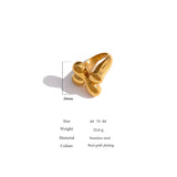 Metalic Texture 18K Plated Stainless Steel Statement Ring