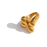 Metalic Texture 18K Plated Stainless Steel Statement Ring