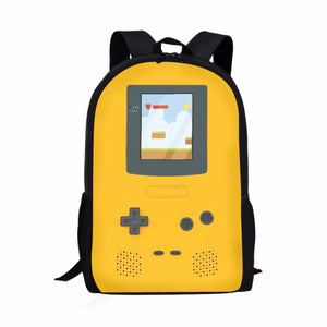17Inch Student Backpack Gameboy Print Stylish Young