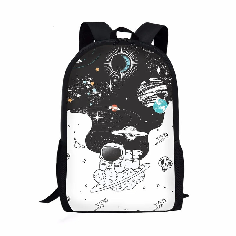 17 Inch Student Backpack Universe Astronaut SpacePlanet Print School Bags