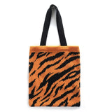 Leopard Knitting Shoulder Bag Foldable Tote Pack
