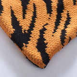 Leopard Knitting Shoulder Bag Foldable Tote Pack