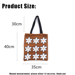 Women Knitting Shoulder Bag Reusable Shopping Tote Handbag