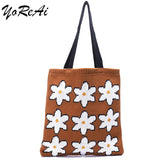 Women Knitting Shoulder Bag Reusable Shopping Tote Handbag