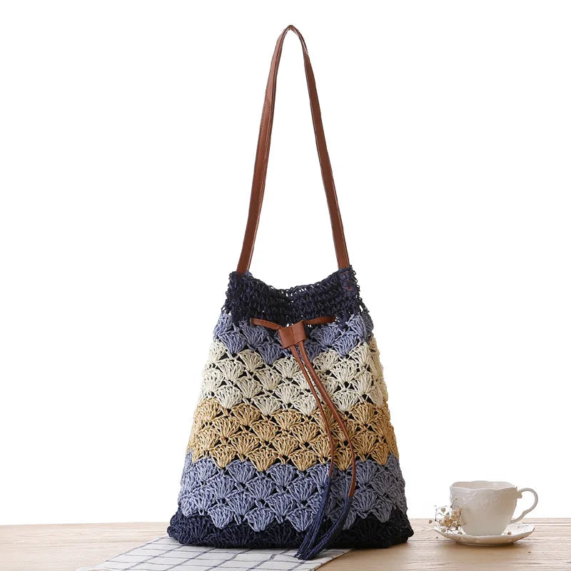 Bohemian Straw Bags for Women Beach Handbags Summer Rattan Short Shoulder