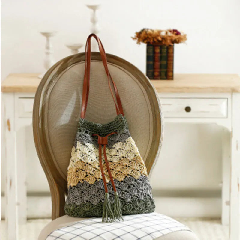 Bohemian Straw Bags for Women Beach Handbags Summer Rattan Short Shoulder