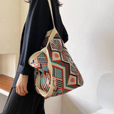 Female Casual Shoulder Bags Tote Bag Women Teenager Retro Leisure Soft Knitting