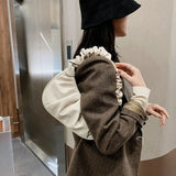 Women Retro Handbag PU Leather Shoulder Totes Vintage Folds Pack