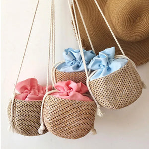 Rattan Woven Straw Bags for Women Bohemia Crossbody Messenger