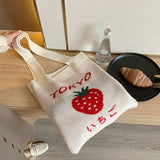 Strawberry Knitting Beach Bag Casual Handbag For Women