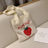 Strawberry Knitting Beach Bag Casual Handbag For Women