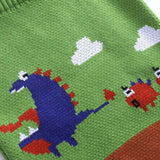 Japanese Womens Knitting Shoulder Bags Dinosaur Cartoon Shopping Bag