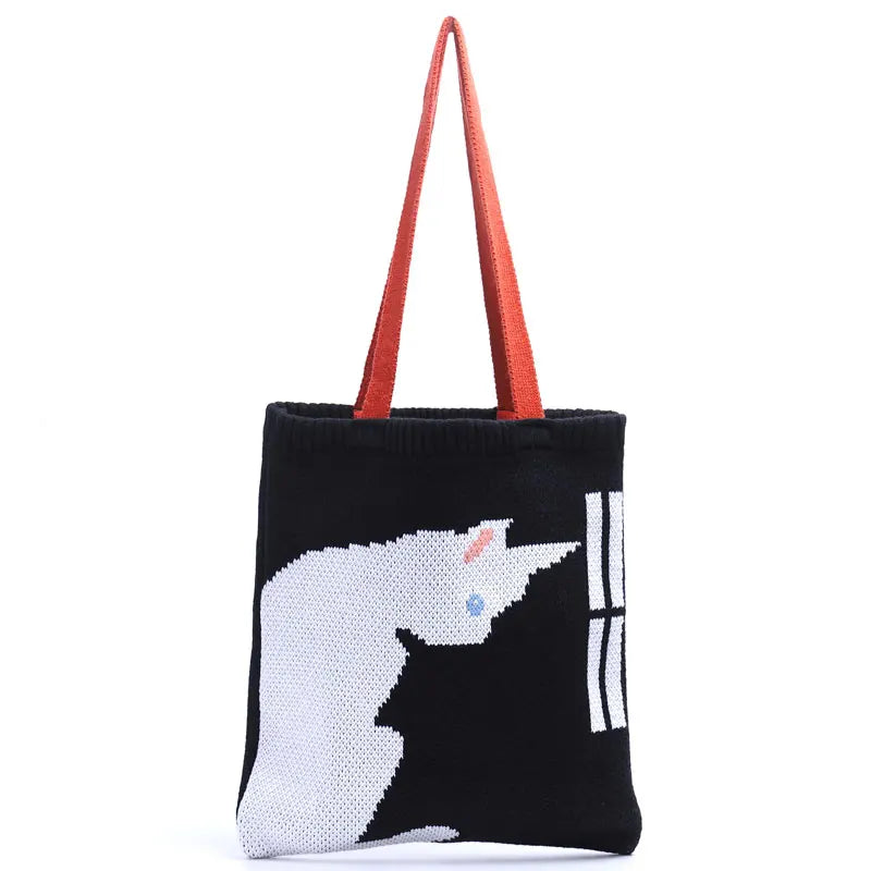 Kissing Cat Tote Bag Soft Purse Female Handbag for Lady Pack
