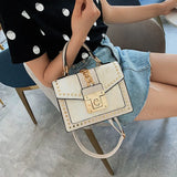 Snake Skin Women's Leather Handbag Square Pack Shoulder Bag
