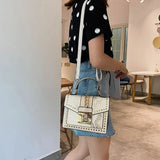 Snake Skin Women's Leather Handbag Square Pack Shoulder Bag