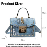 Snake Skin Women's Leather Handbag Square Pack Shoulder Bag