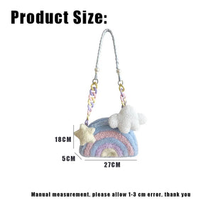 Woman Rainbow Small Shoulder Bag College Girl Leisure Mobile Phone Handbag