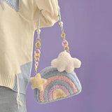 Woman Rainbow Small Shoulder Bag College Girl Leisure Mobile Phone Handbag