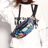Printed Leaves Waist Bag For Men Women Casual Belt Bags Pouch