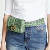 Women Waist Bag Leather Chest Handbag Beige