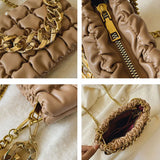 High-Quality Pleated Tote Bag Soft Leather Women's Handbag Shoulder Diagonal