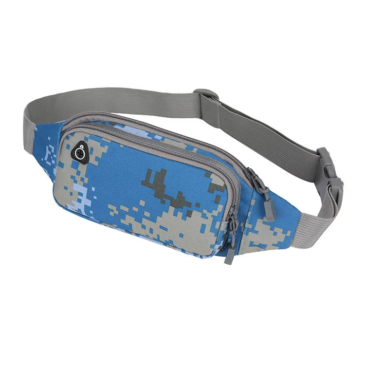Camouflage Waist Bag with Earphone Hole for Men Women